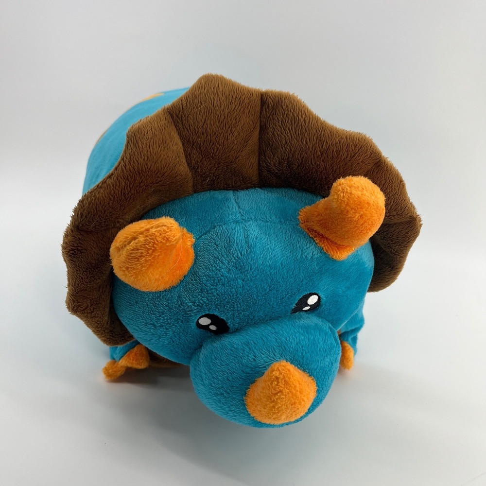 Pillow Pets Triceratops Dinosaur Plush Stuffed Animal Toy Blue Orange